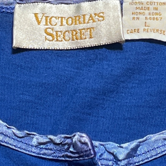 Victoria’s Secret Gold Label Vintage 80s Embroidered Blue Nightgown Size Large - Picture 5 of 8